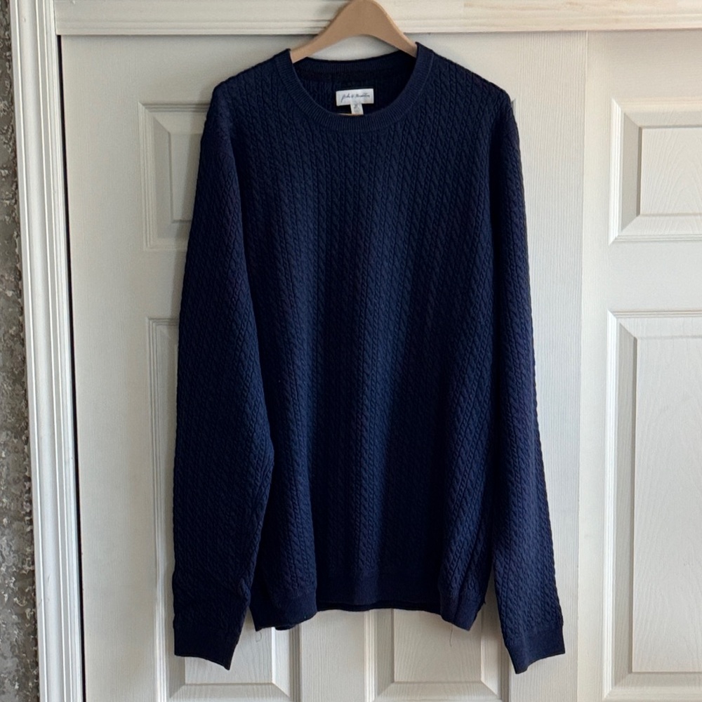 Nordstrom Men's Deep Blue Crewneck Sweater Cashmere